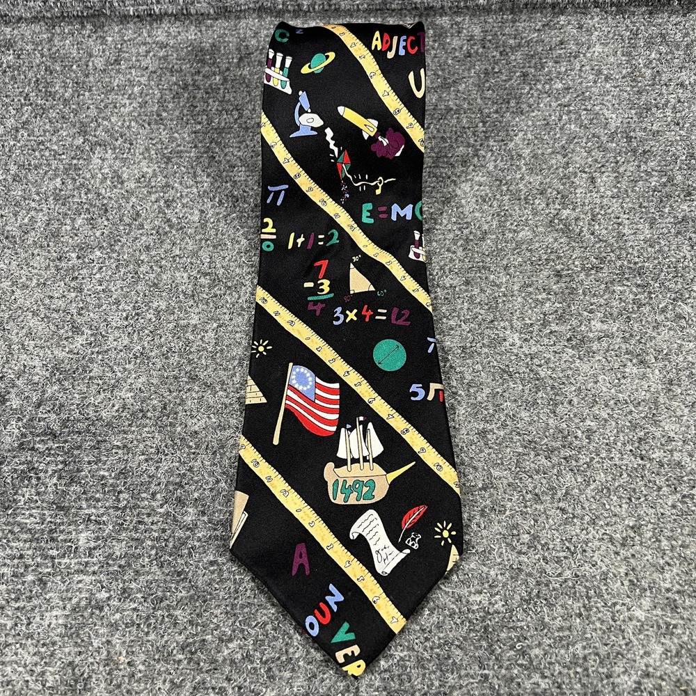 Save The Children Tie Mens Silk Black Math School Teacher Novelty Graphic